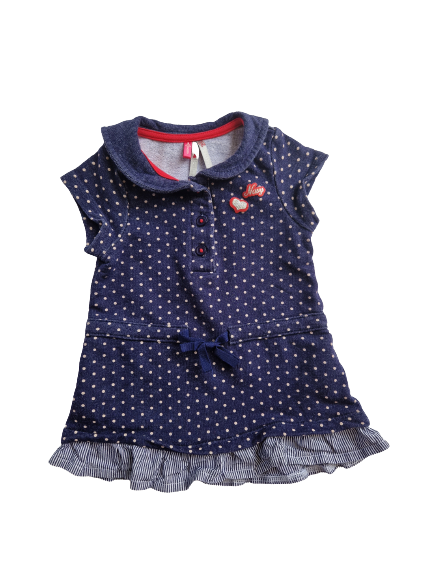Robe bleu à petit pois marron 6 mois