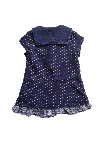 Robe bleu à petit pois marron 6 mois