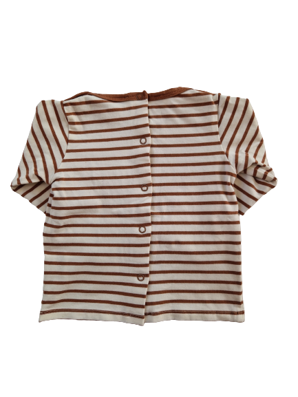 Tee-shirt rayé marron manches longues 12 mois
