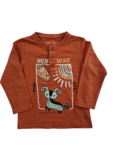Lot de deux tee-shirts orange et blanc manches longues 12 mois