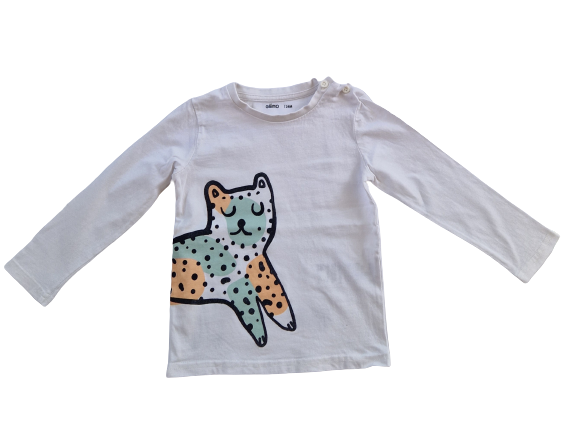 Lot de deux tee-shirts orange et blanc manches longues 12 mois