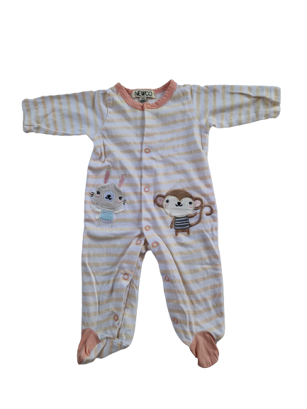 Pyjama blanc rayé jaune naissance