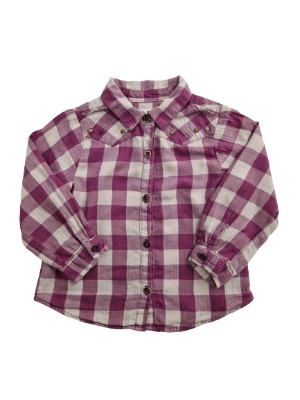 Chemise carreaux violette 12-18 mois