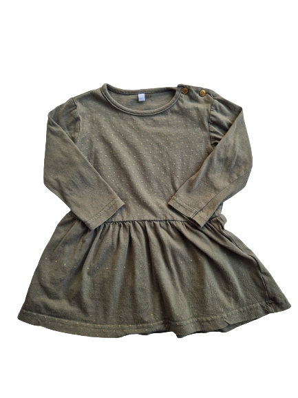 Robe verte points dorés 10-12 mois