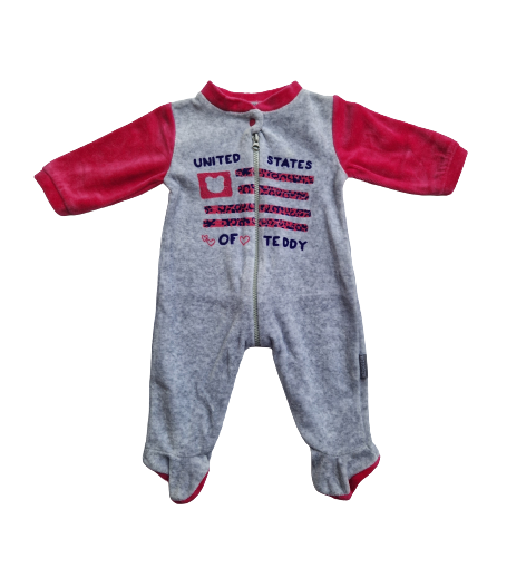 Pyjama gris-rose 1 mois