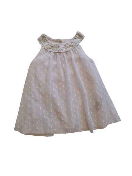 Robe blanche en tulle à pois blanc 12 mois