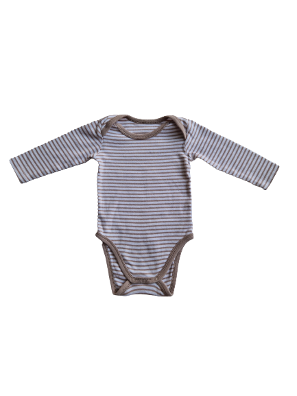 Body blanc rayé marron 6 mois