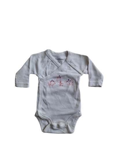 Body blanc imprimé animaux naissance