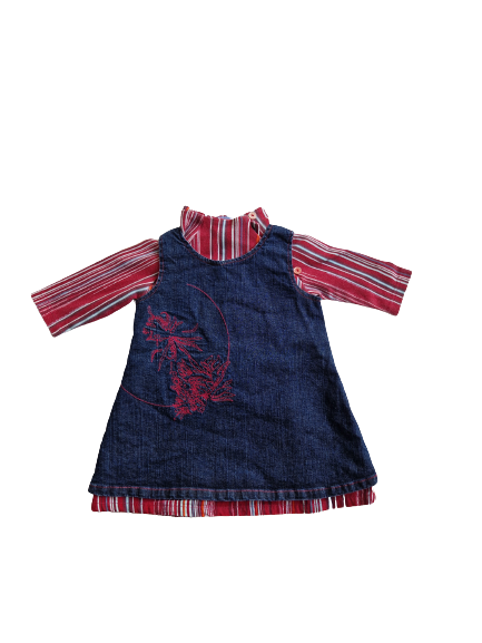 Robe jean et tee-shirt manches longes rayé 3 mois