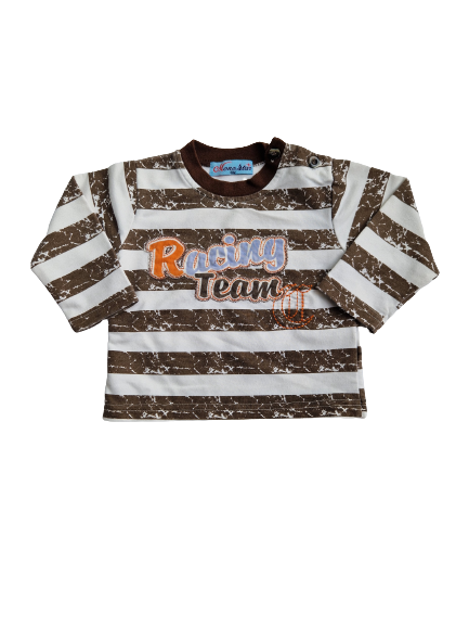 Tee-shirt rayé marron manches longues 6 mois