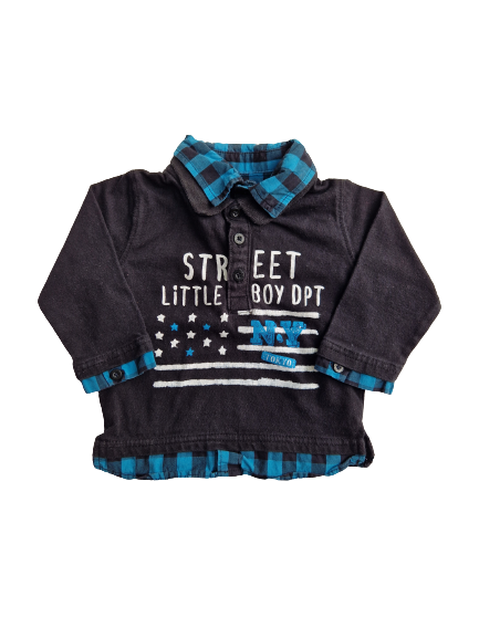 Polo bleu manches longues 12 mois