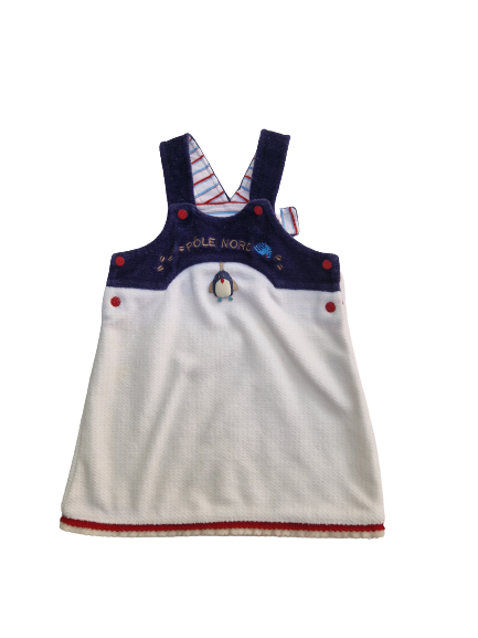 Robe crème et bleu 6 mois