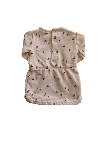 Robe écru imprimée cerises 3 mois