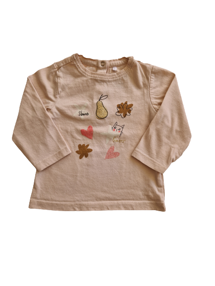 Tee-shirt rose manches longues 12 mois