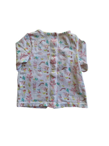 Tee-shirt blanc imprimé floral 3 mois