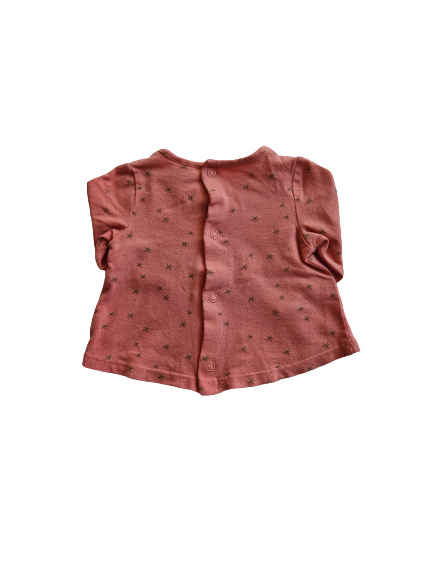 Tee-shirt orange imprimé étoiles dorées manches longues 1 mois