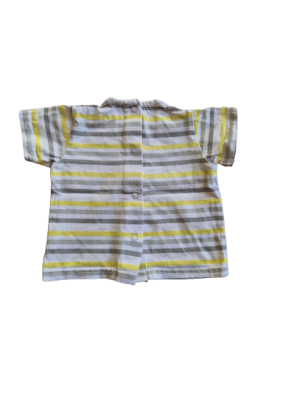 Tee-shirt à rayures jaune et grise 3 mois