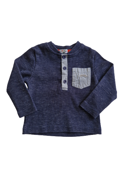 Tee-shirt bleu foncé manches longues 6 mois