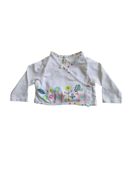 Boléro blanc imprimé fleuri 3 mois