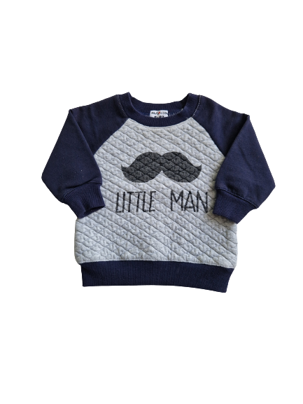 Sweat matelassé bleu et gris 6 mois