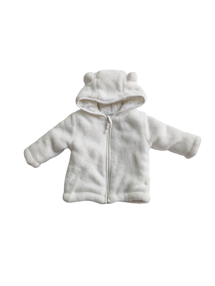 Veste écru en molleton à capuche 1 mois