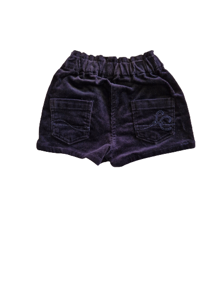 Short bleu foncé en velours côtelé 3 mois