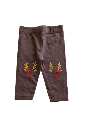 Legging gris avec motif renne et petit nœuds cousus 1 mois