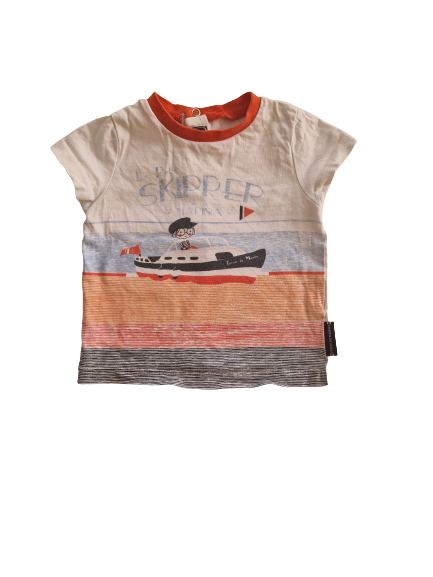 Ensemble short et bleu et tee-shirt blanc imprimé 6 mois