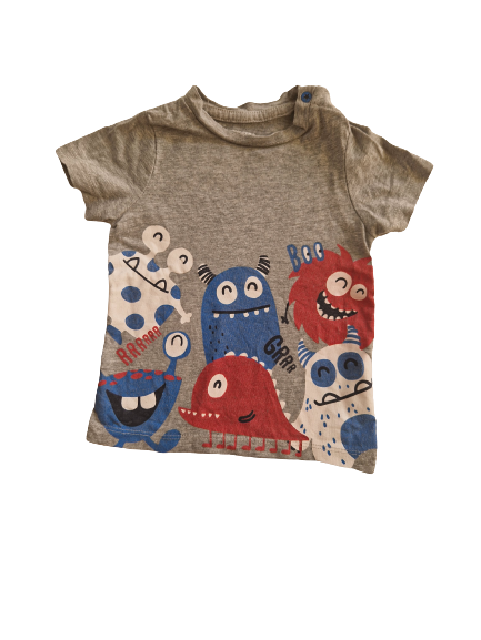 Tee-shirt gris imprimé animaux 6 mois
