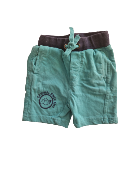 Ensemble tee-shirt rayé et bermuda bleu turquoise 6 mois