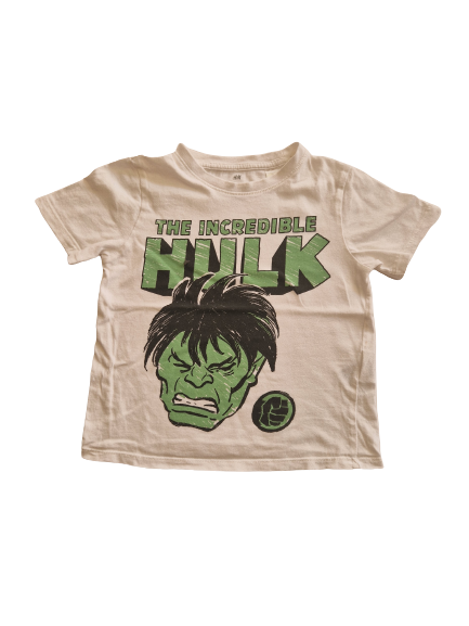 Tee-shirt blanc motif Hulk 3-4 ans