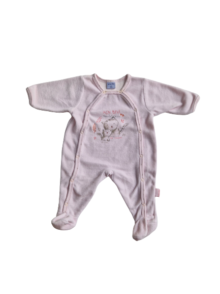 Pyjama rose en velours 1 mois