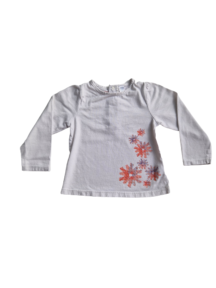 Tee-shirt blanc manches longues 24 mois