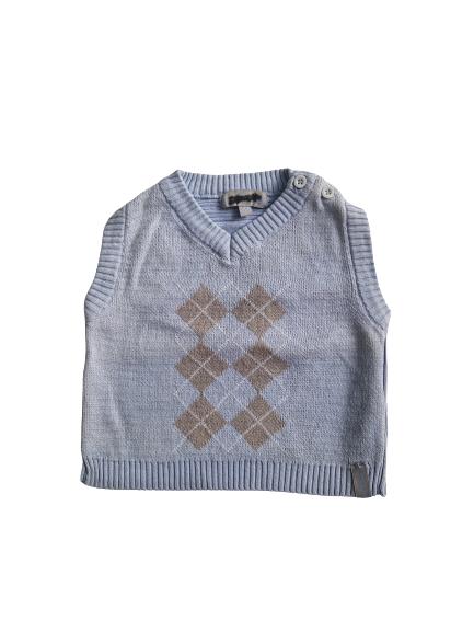 Pull bleu sans manches 6 mois