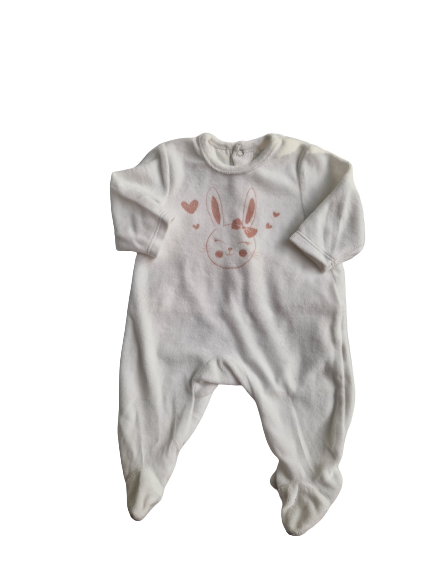 Pyjama écru en velours  1 mois