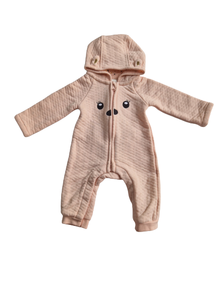 Combinaison longue rose avec capuche 1 mois