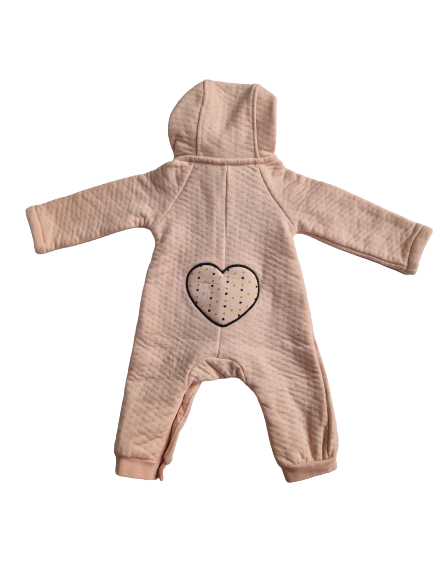 Combinaison longue rose avec capuche 1 mois