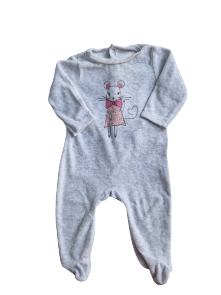 Pyjama gris en velours 4-6 mois
