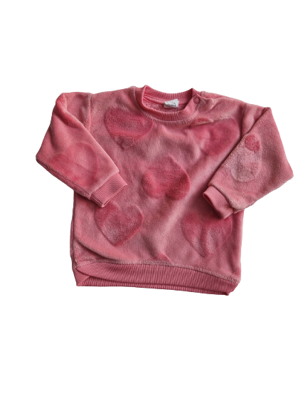 Pull rose en velours 12 mois