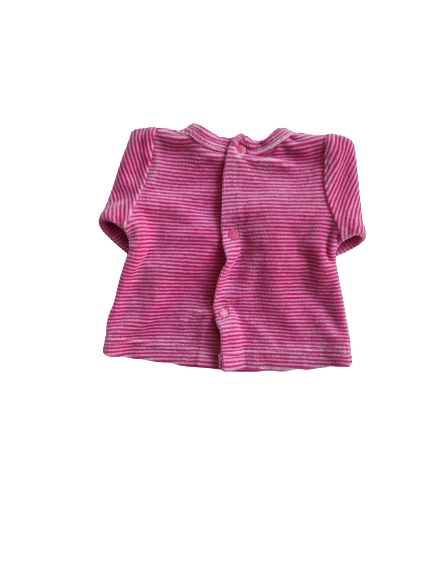 Pull rayé rose en velours naissance