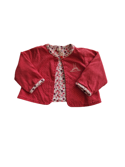 Gilet rose imprimé feuille 6 mois