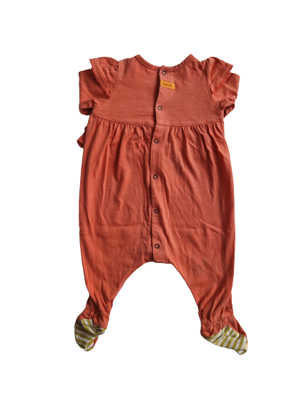 Pyjama orange motif oiseaux 1 mois