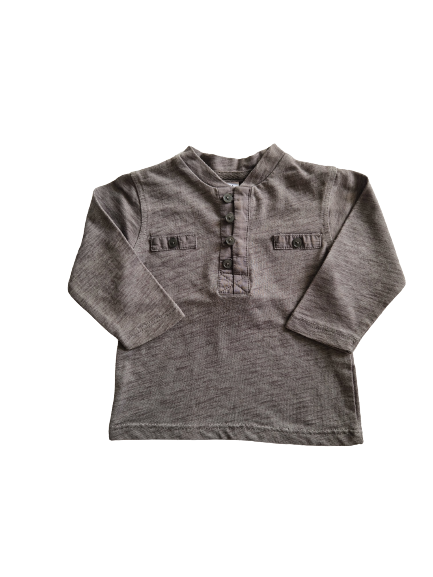 Tee-shirt gris manches longues  3-6 mois