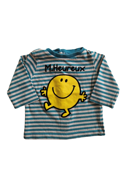 Tee-shirt rayure bleu manches longues 3 mois