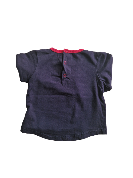 Tee-shirt bleu foncé manches longues 9-12 mois