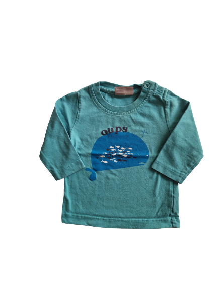 Tee-shirt bleu turquoise manches longues  6 mois