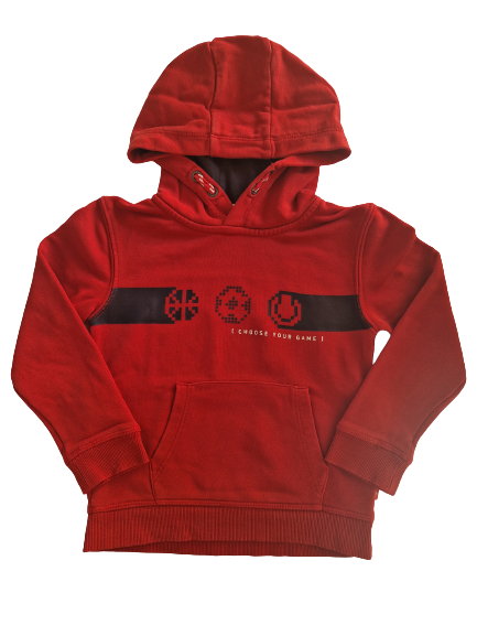 Sweat rouge à capuche 4 ans