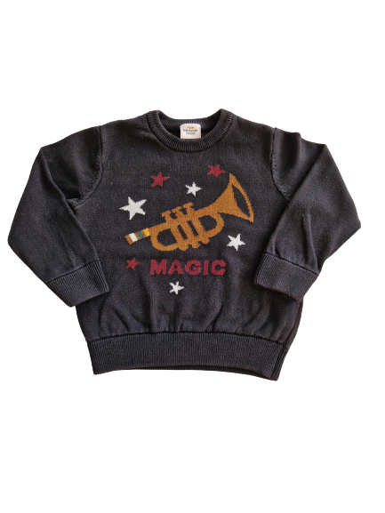 Pull noir en tricot 3 ans