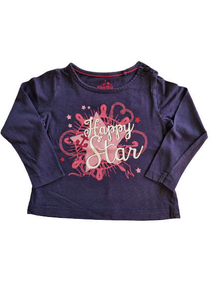 Tee-shirt bleu manches longues 24 mois