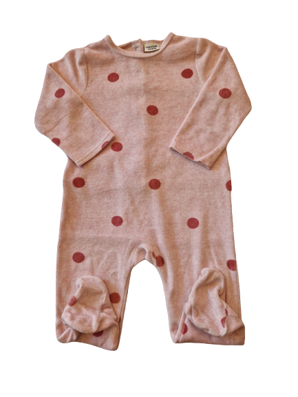 Pyjama rose en velours à pois 24 mois